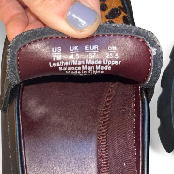 Franco Sarto Womens Balin Lug Sole Chunky Loafer Black and Leopard 7 M (V) - Picture 8 of 8